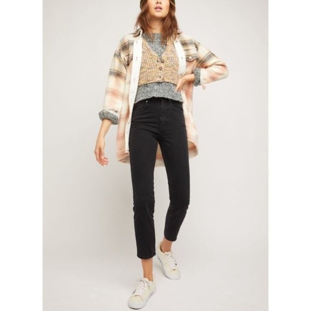 Free People Women’s Black Out Zip‎ Fly Stovepipe Jeans Size 25